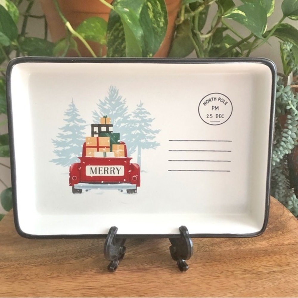 Hallmark VIP 2023 Merry Christmas North Pole Postcard Ceramic 7”in Trinket Tray